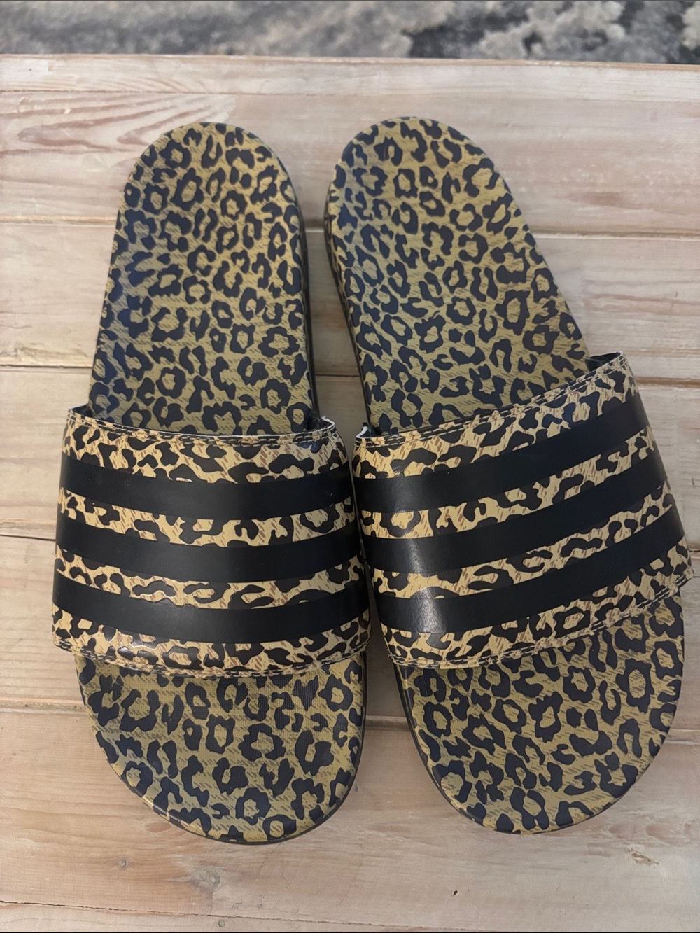 Adidas Leopard Print Slide Sandals - size 9